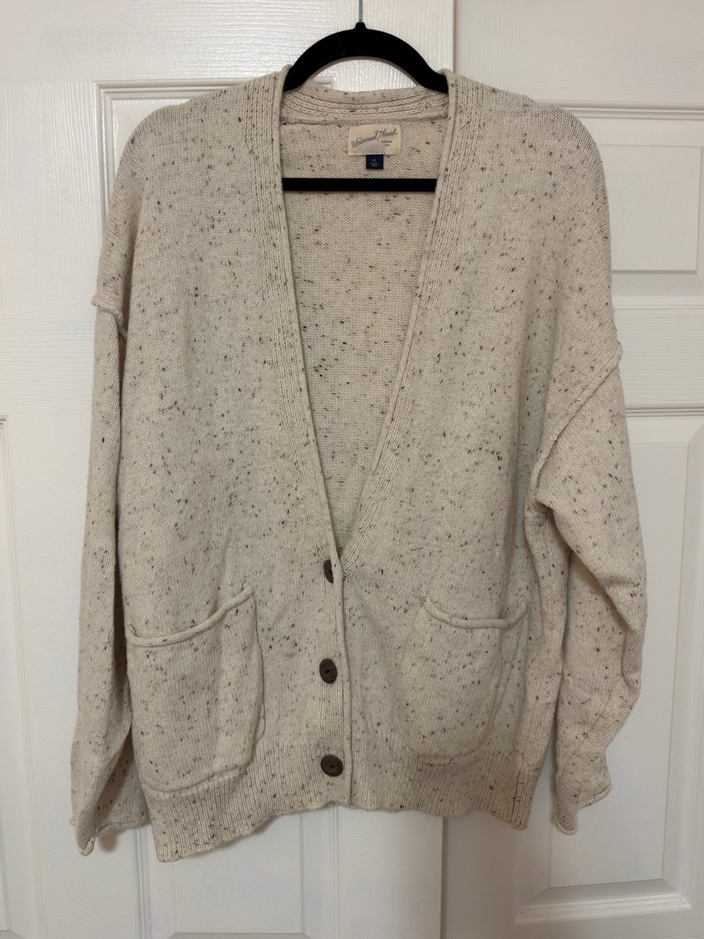 Universal Thread Cream Speckled Button-Front Cardigan Sweater - Size Extra Large